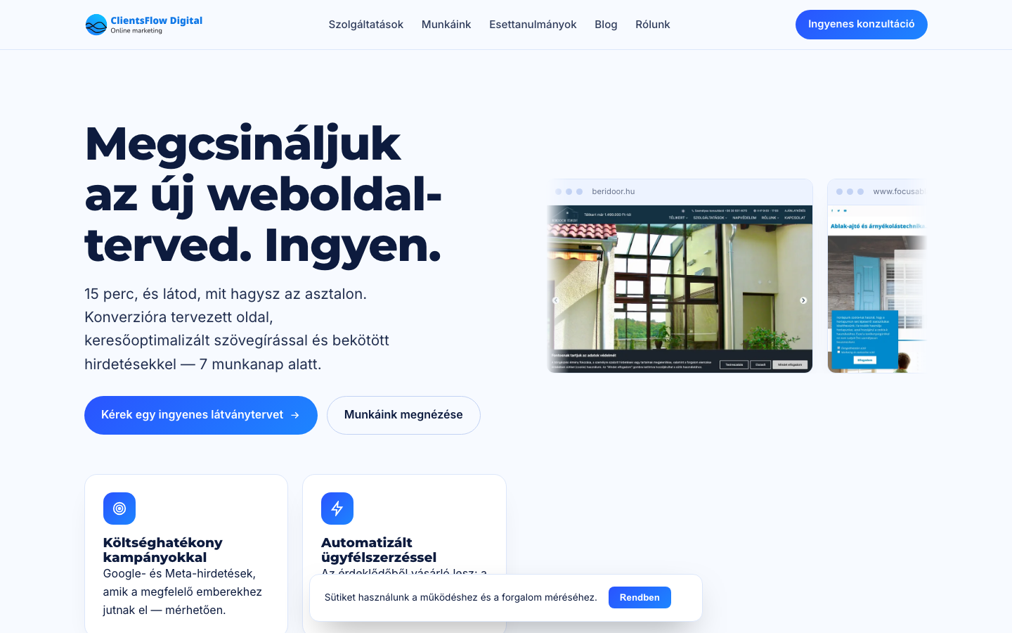 ClientsFlow · Bright (Friendly) előnézet