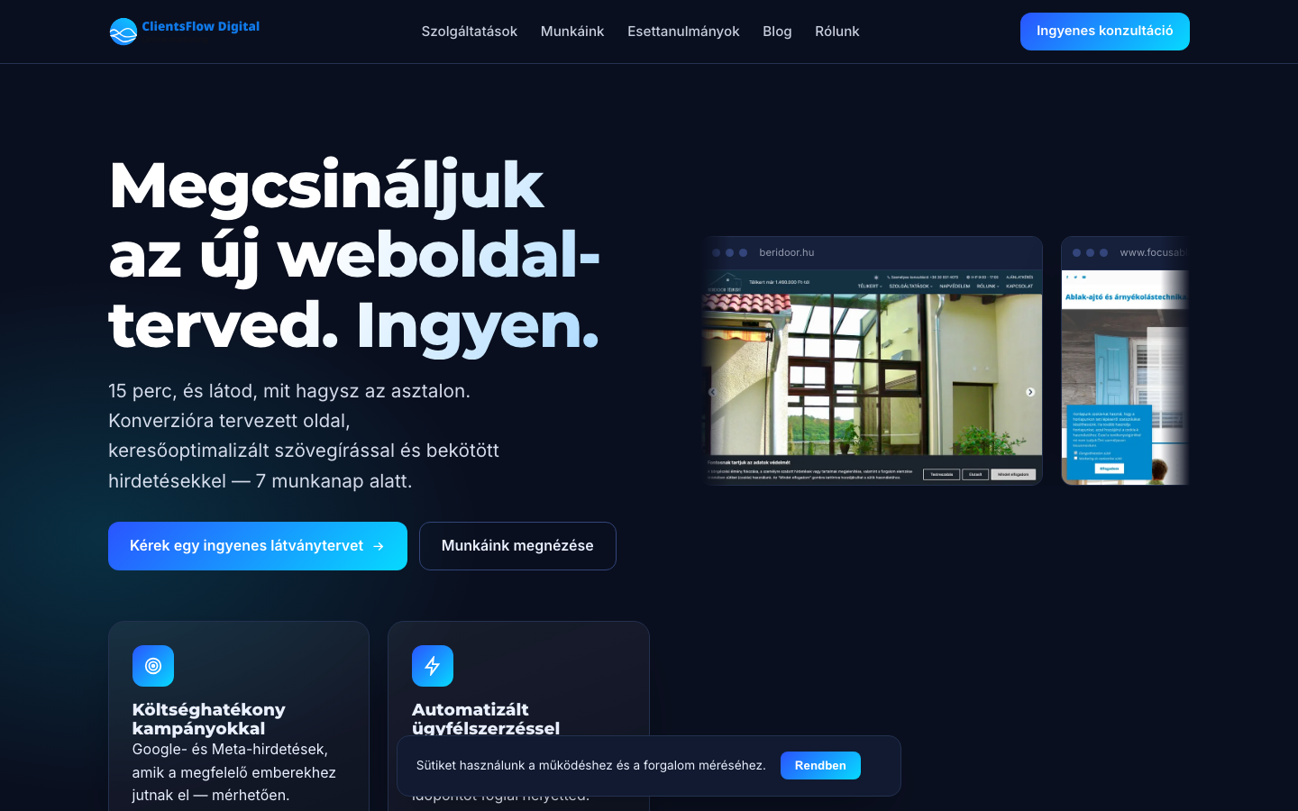 ClientsFlow · Dark (Signature) előnézet